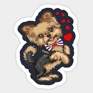 Yorkie Dog Partiotic Pup Sticker